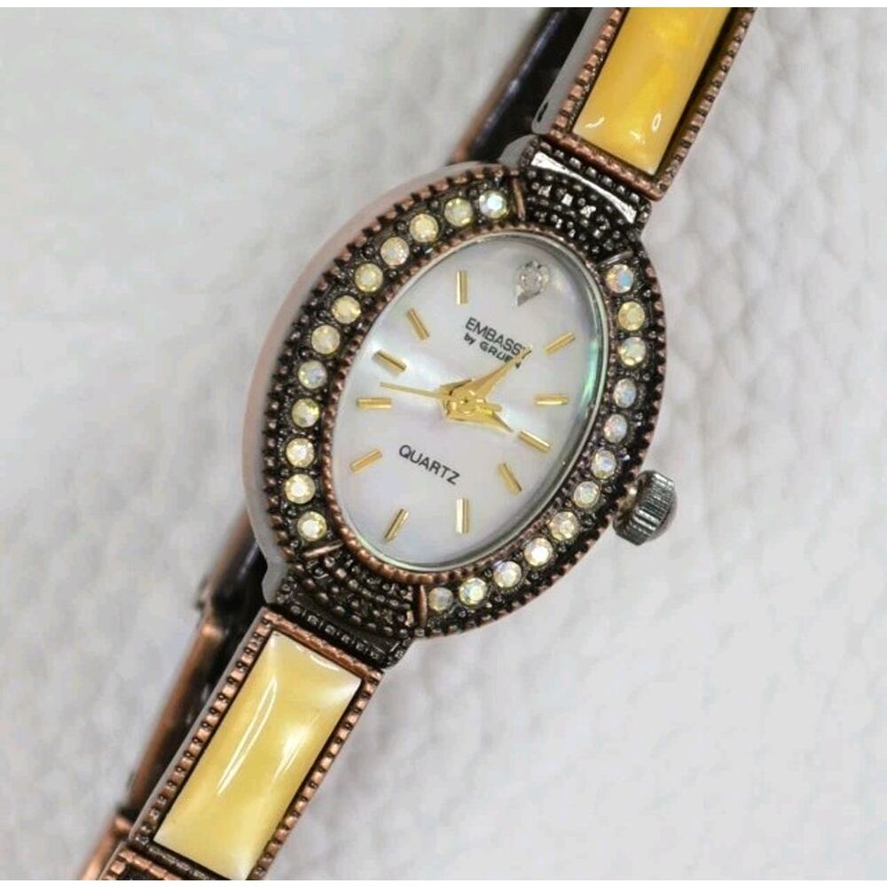 Embassy by Gruen W1834 Ladies Wrist Watch – Mother of Pearl Dial